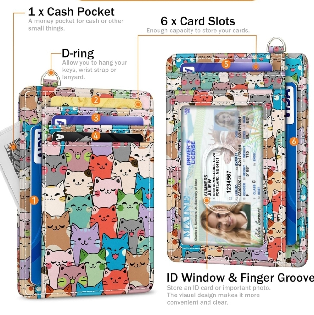 Colorful Cat Print Card Holder
